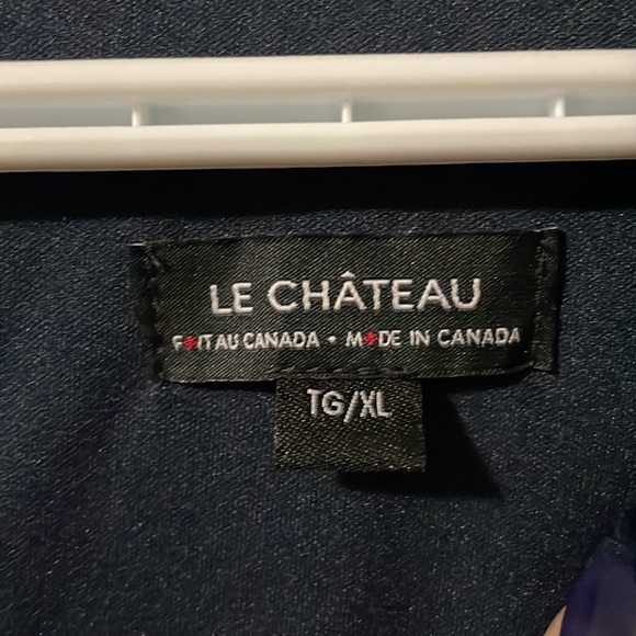 Lovely Navy asymmetric illusion cocktail dress from Le Chateau. - Picture 4 of 5
